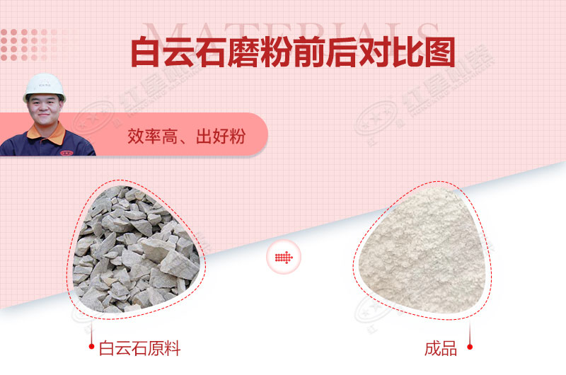 白云石磨粉前后對比圖